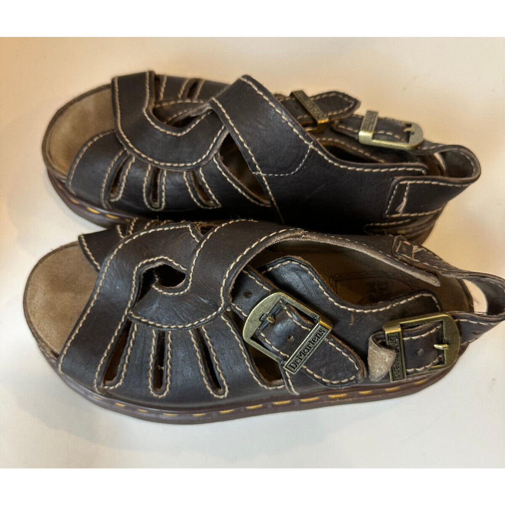 '90s Y2K Vtg Doc Dr Martens Platform Fisherman Sandals Brown Size 7 England Made - Picture 5 of 11